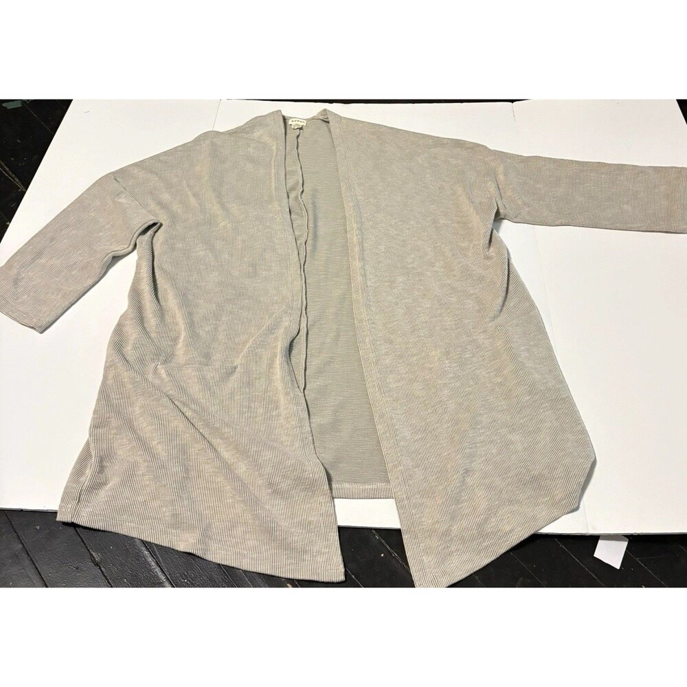 DONNI Womens One Size Gray Ribbed Knit Solid Long Sleeve Open Cardigan Sweater